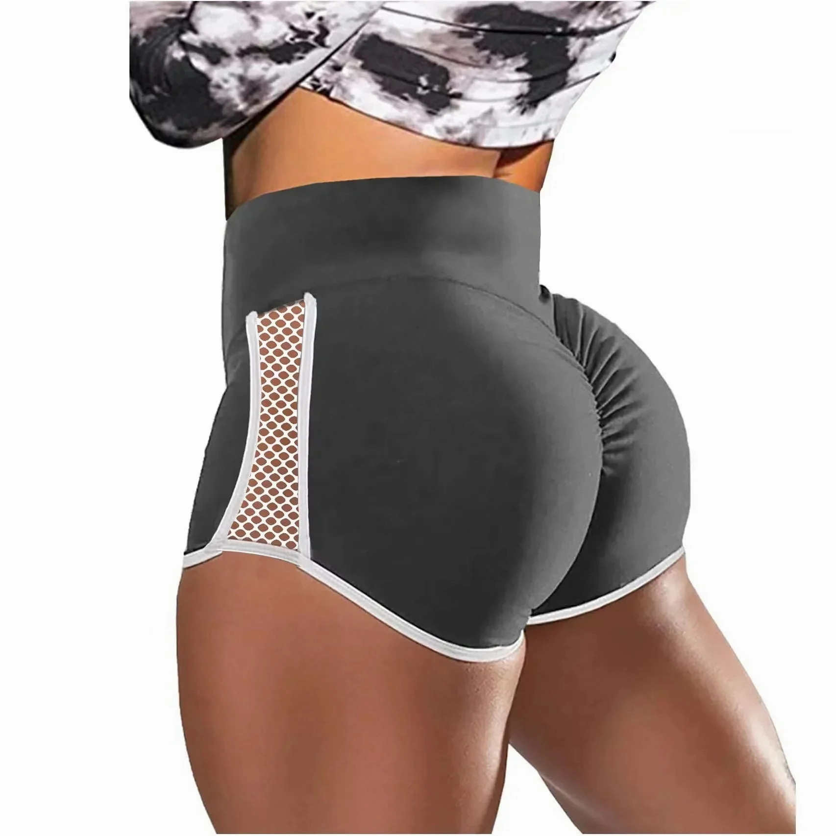 Women Sport Shorts High Waist Push Up Booty Workout Short Sexy Tummy Control Yoga Tights Openwork Fitness Hip Lifting Sportswear Summer Ready