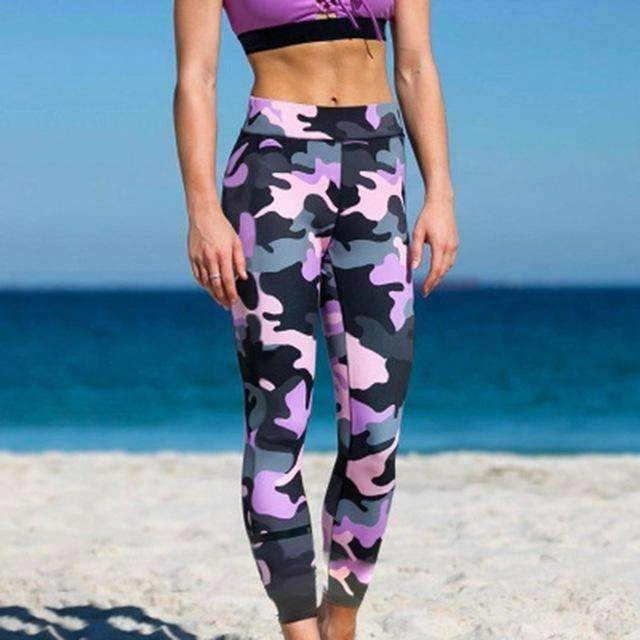 Suitcase Recyclable Women Yoga Pants Digital Camouflage Print Elastic Leggings Quick Dry Skinny Sport Fitness Leggings Gym Trousers