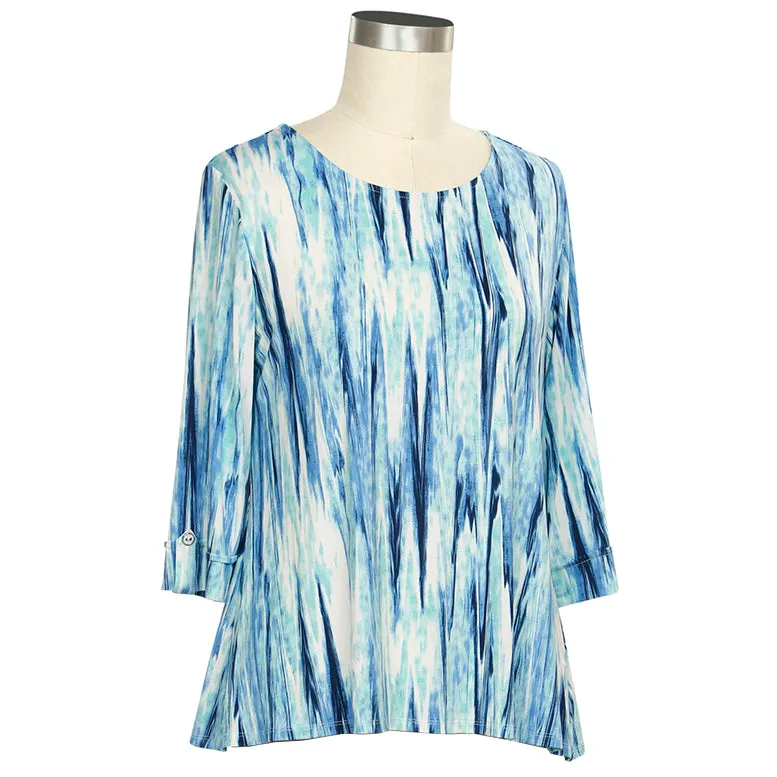 Formal Shirt WaterResistant Women's 3/4 Sleeve Denim Art Print Top 474B