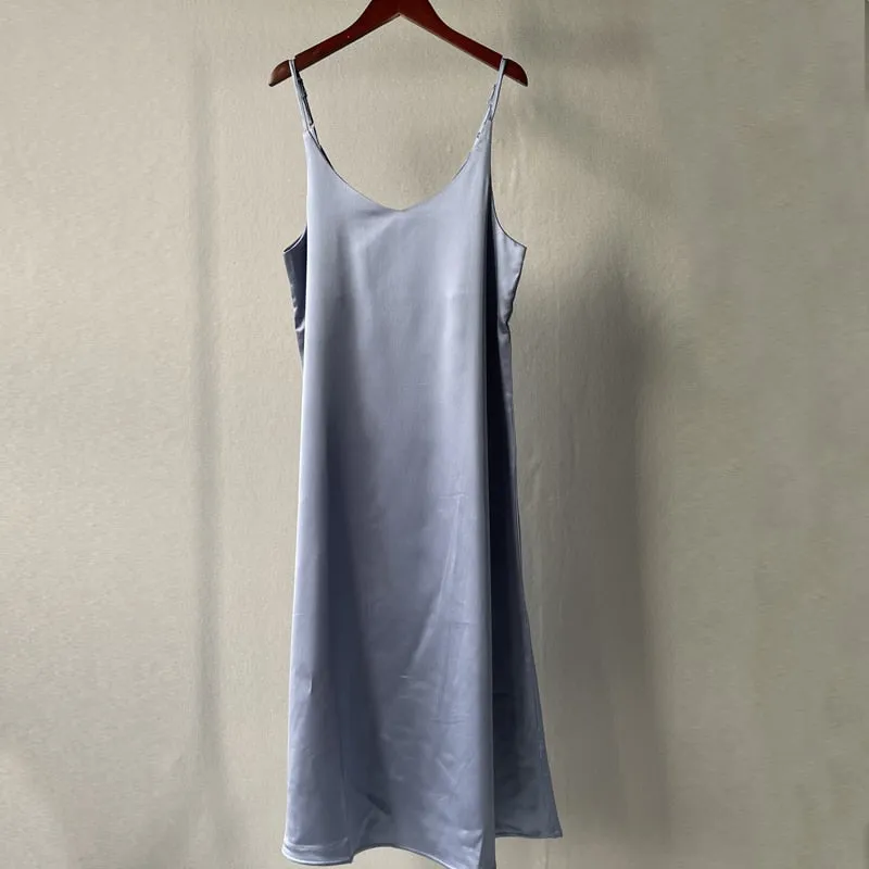 Women's Basic Satin Dress Sleeveless