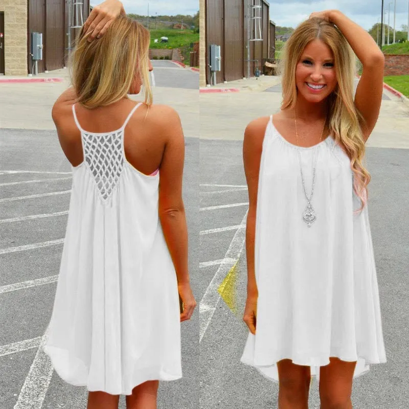 Women's Beach Loose O-Neck Dress Neutral Look