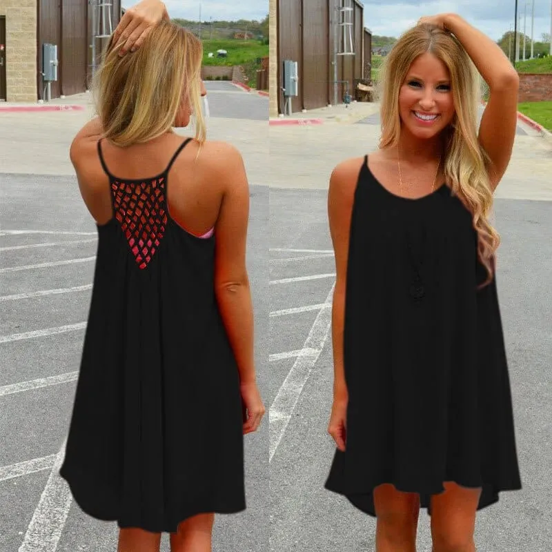 Women's Beach Loose O-Neck Dress Side Tie Classic Mood