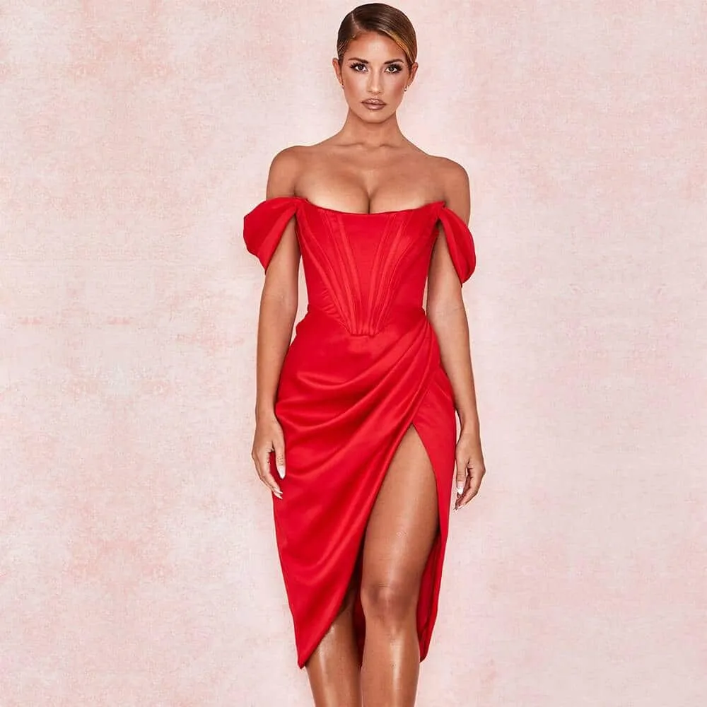 Women's Draped Satin Corset Dress Power Soft