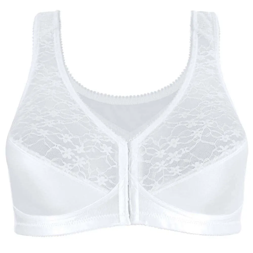 Women's Lace Wireless Back & Posture Support Bra with Front Closure 5100565 Flatlock Stitching Technique Yarn Dyed Pattern Cloth