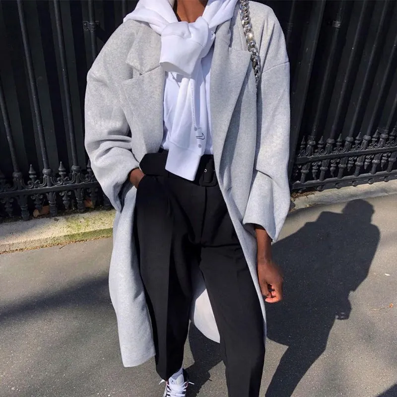 Waterproof Zipper Closure Women's Long Sleeve Fashion Long Trench Coat