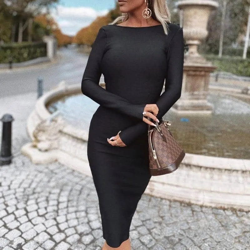 Versatile Layers All-day style Women's Long Sleeved Zipper High Waist Dress