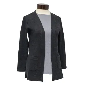 Self Fabric Tie Closure Women's Open Front Ribbed Cardigan LA8401