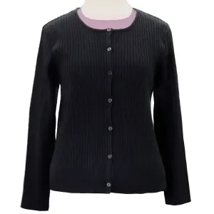 Breathable Construction Women's Round Neck Cable Cardigan Sweater 9811