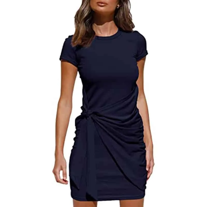 Women's Short Sleeved Wrap Ruched Dress Sophisticated Edge Flow Ready