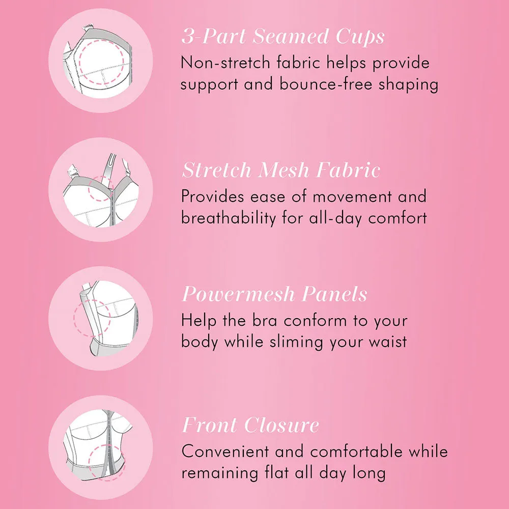 MinimalistDesign Women's Slimming Wireless Back & Posture Support Longline Bra with Front Closure 5107530