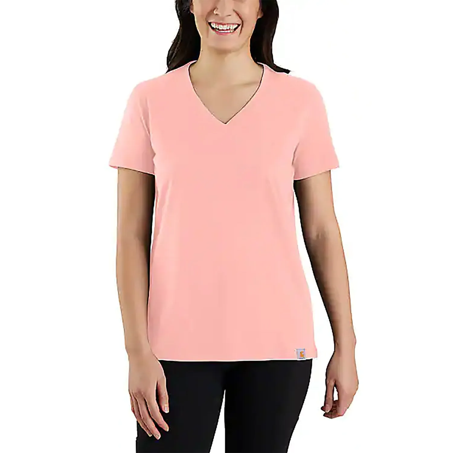 Women's Solid Short-Sleeve V-Neck T-Shirt 105739 NonRestrictiveCollar Classic Polo