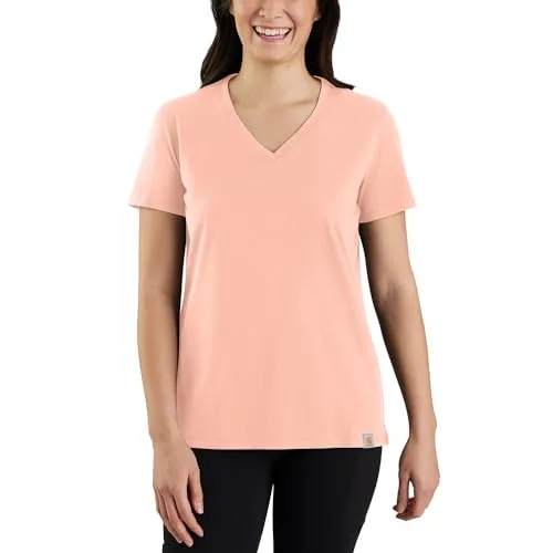 Workout Apparel Comfortable Style Women's Solid Short-Sleeve V-Neck T-Shirt 105739