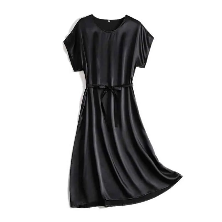 Women's Summer Plain Silk Dress Functional Fit