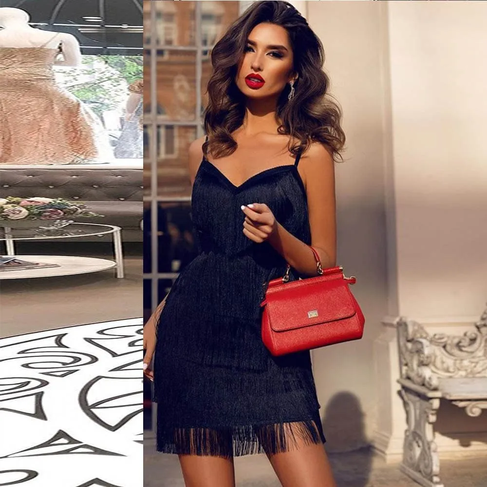 Delicate Details Women's Tassel Bandage Dress