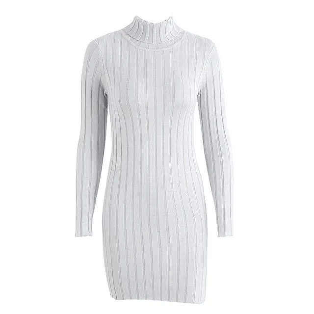 Versatile and Comfortable Women's Turtleneck Sweater Bodycon Dress