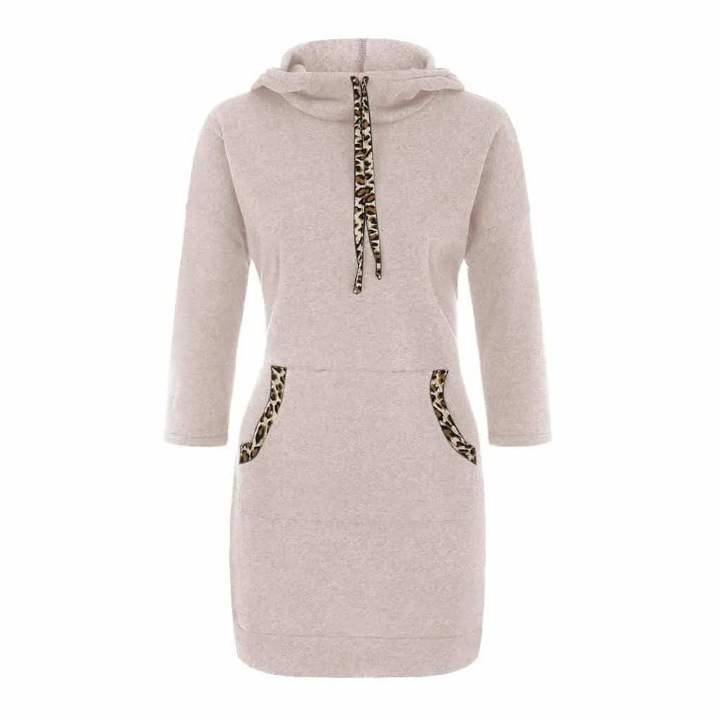 Women's Warm Hooded Dress Applique-Detail