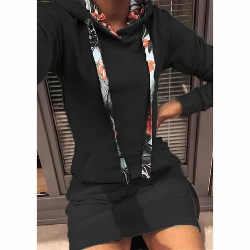 Women's Warm Hooded Dress Lounge Cut Matte Fabric