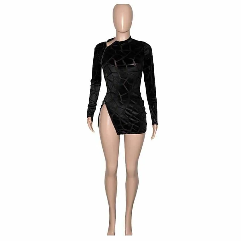 Women's Zipped Mini Dress Smart and Polished Refined Vibe