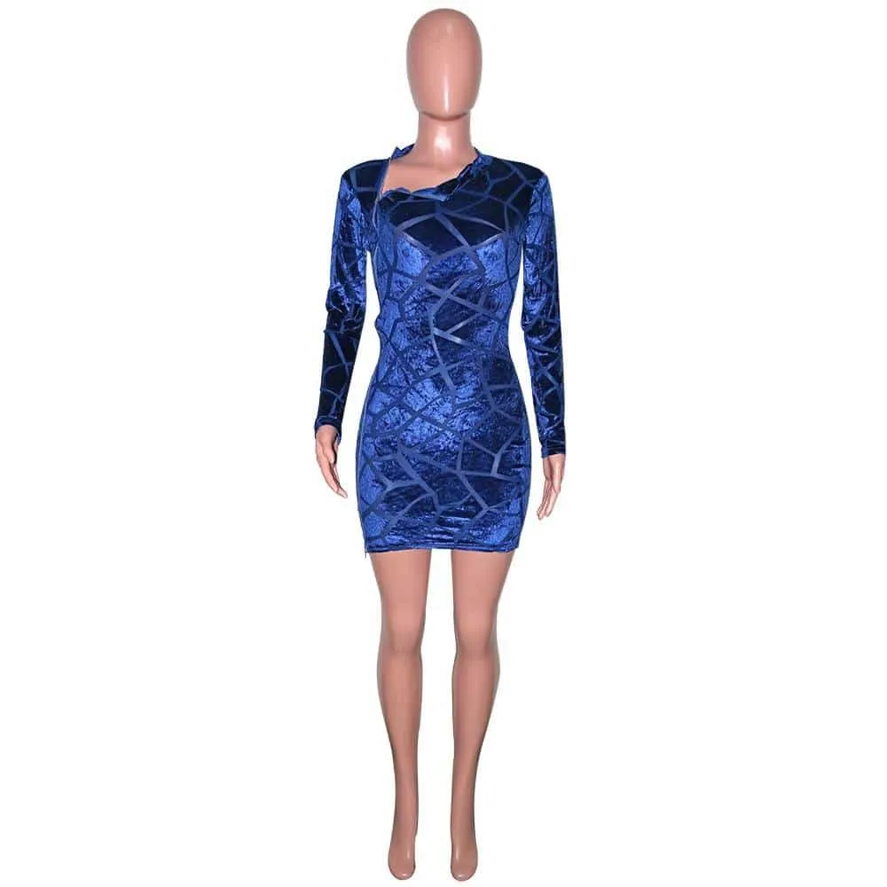 Women's Zipped Mini Dress Satin Glow Elegant Piece