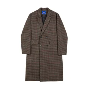 All Day Wear Modern Street Woolen Plaid Medium Length Coat