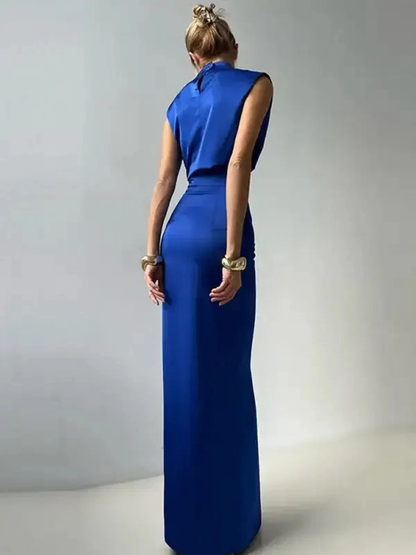 Elegant Crop Top with Long Split Skirt Aura Glow Neutral Base