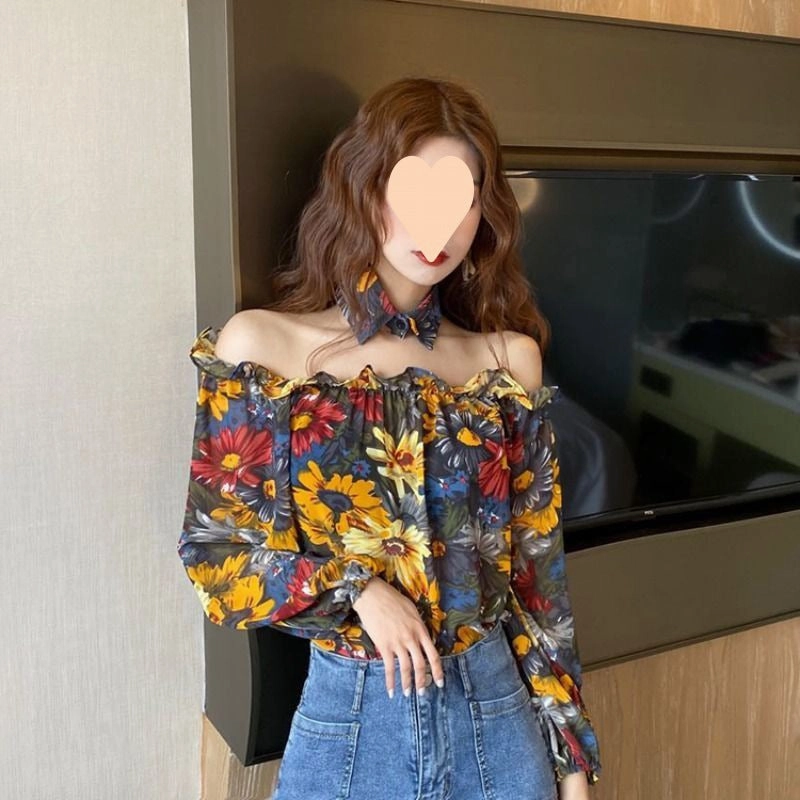 Off Shoulder Lace Shirt Embellishment Bow Tie Breathable Lining