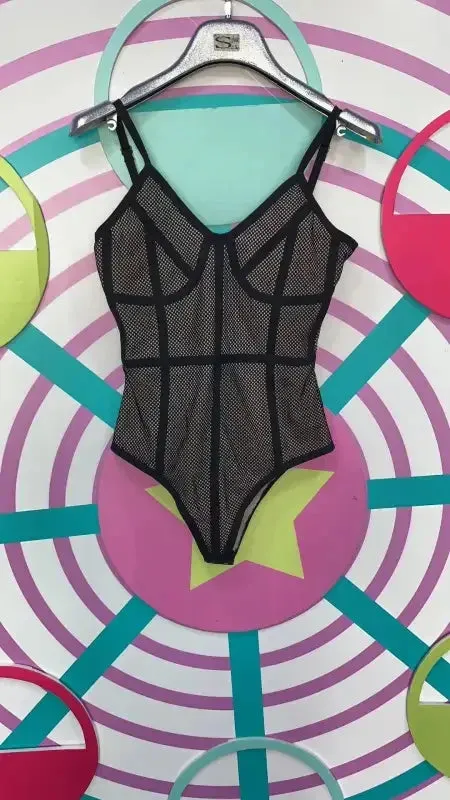 Black Elegant Mesh Bodysuit Professional Style MoistureWicking Technology