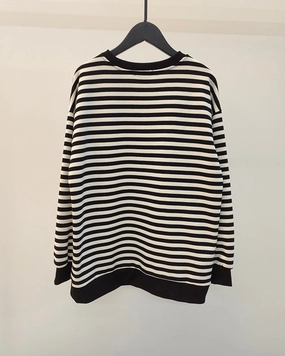 Yiyiyouni Knitted Thick Casual Striped Pullovers Women Street Edge Simple Look