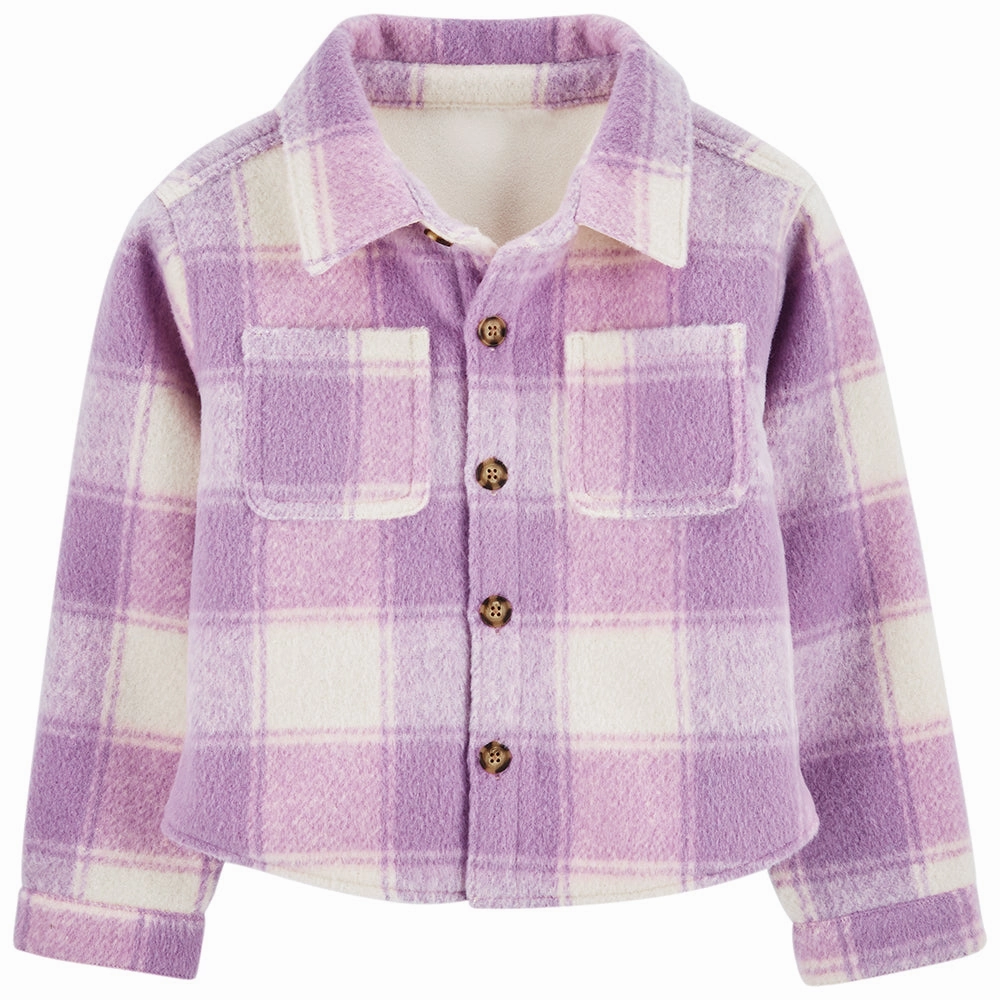 TactileWeave Girls' Purple Plaid Shacket 2Q312510