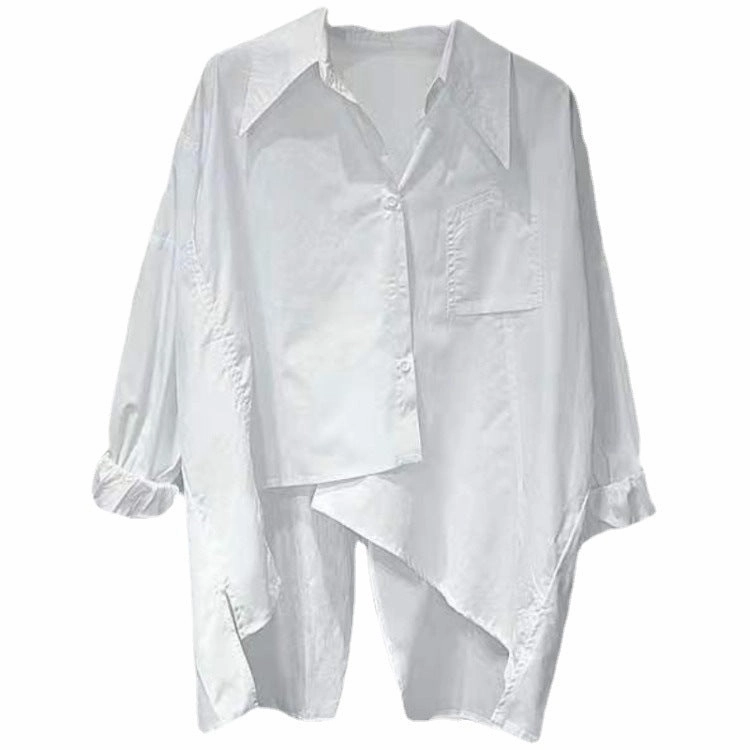 Casual Comfort Unisex Option Women's Thin Loose Back Slit Long-sleeved Shirt