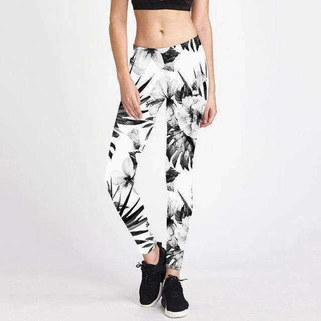 ReflectiveAccents interest Yoga Pants Printing Flowers Women Sexy Fitness Pants Running Jogging Leggings High Elastic Slim Women Trousers Female Sports