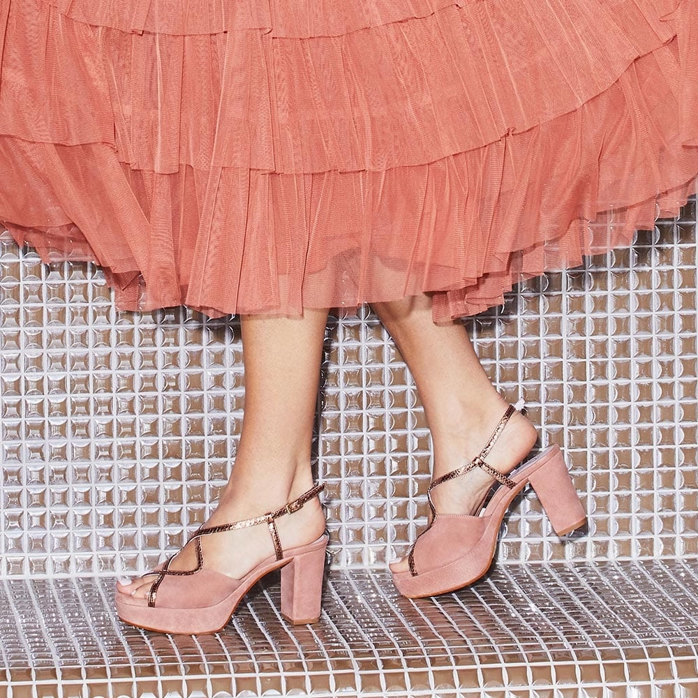 Rachel: Rose Suede & Snake Print Leather strap - on style Temperature Regulating