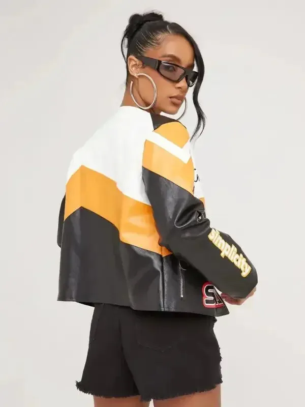 Zip Up Leather Jacket yoga mode Versatile Dress